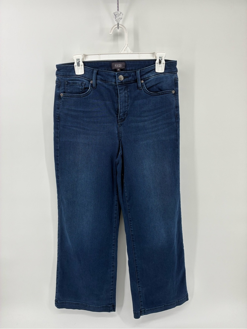 NYDJ Women's Dark Blue High-Rise Wide Leg Jeans
